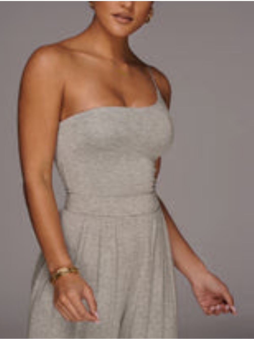 JLUXLABEL Basix Grey One Strap Tank Top